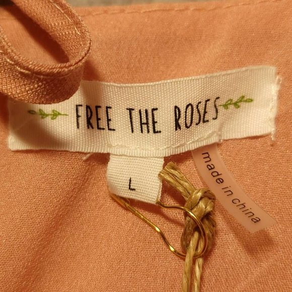 Free‎ The Roses Womens Fit & Flare Dress Pink Mini Keyhole 3/4 Sleeve Lace L New - Picture 7 of 12